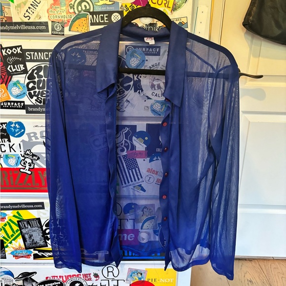 Sheer Blue Button up - Picture 5 of 7